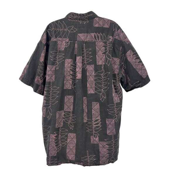 Cooke Street Honolulu 2XL XXL Aloha Hawaiian Shirt Button Down Black Purple EUC - Picture 5 of 7